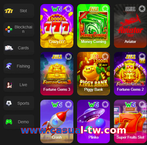 Main screen of Www.casual-tw.com game page for PK players